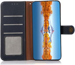 KHAZNEH Apple iPhone 15 Hoesje RFID Book Case Leer Blauw afbeelding