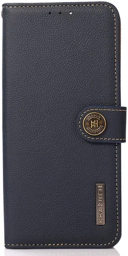 KHAZNEH Apple iPhone 15 Hoesje RFID Book Case Leer Blauw afbeelding 6