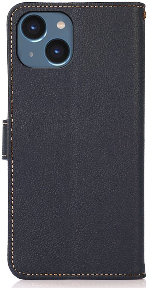 KHAZNEH Apple iPhone 15 Hoesje RFID Book Case Leer Blauw afbeelding 7