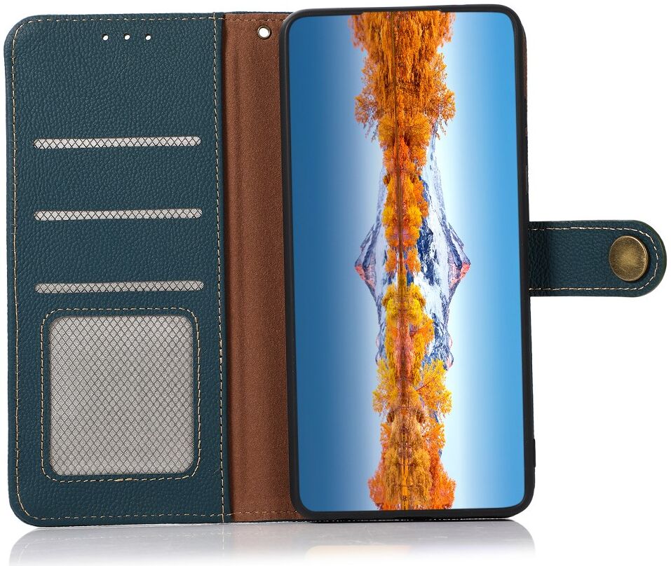KHAZNEH iPhone 15 Pro Max Hoesje RFID Portemonnee Book Case Leer Groen afbeelding 1