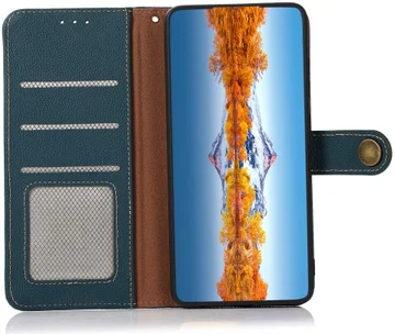 KHAZNEH iPhone 15 Pro Max Hoesje RFID Portemonnee Book Case Leer Groen