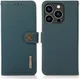 KHAZNEH iPhone 15 Pro Max Hoesje RFID Portemonnee Book Case Leer Groen afbeelding 2