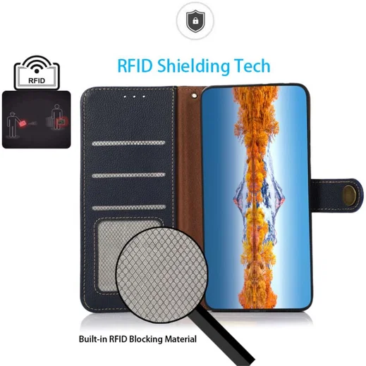 KHAZNEH iPhone 15 Pro Max Hoesje RFID Portemonnee Book Case Leer Groen afbeelding 3