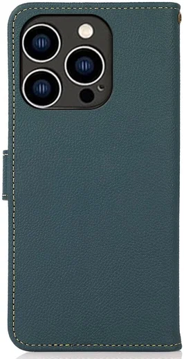 KHAZNEH iPhone 15 Pro Max Hoesje RFID Portemonnee Book Case Leer Groen afbeelding 7