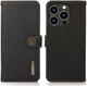 KHAZNEH iPhone 15 Pro Max Hoesje RFID Portemonnee Book Case Leer Zwart afbeelding 2