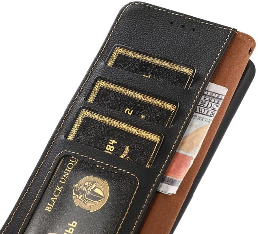 KHAZNEH iPhone 15 Pro Max Hoesje RFID Portemonnee Book Case Leer Zwart afbeelding 5