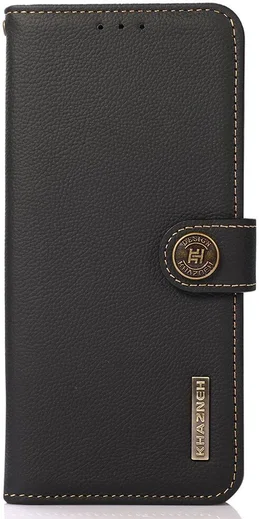 KHAZNEH iPhone 15 Pro Max Hoesje RFID Portemonnee Book Case Leer Zwart afbeelding 6