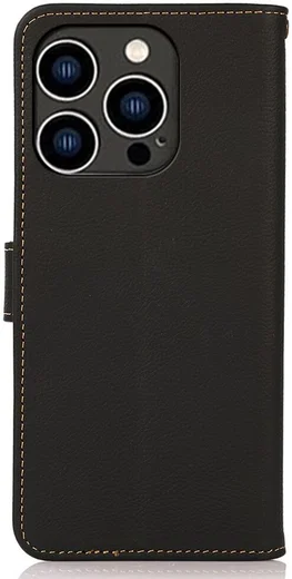 KHAZNEH iPhone 15 Pro Max Hoesje RFID Portemonnee Book Case Leer Zwart afbeelding 7