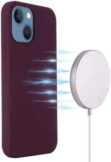 Apple iPhone 15 Hoesje MagSafe Dun Silicone Back Cover Bordeaux afbeelding 2