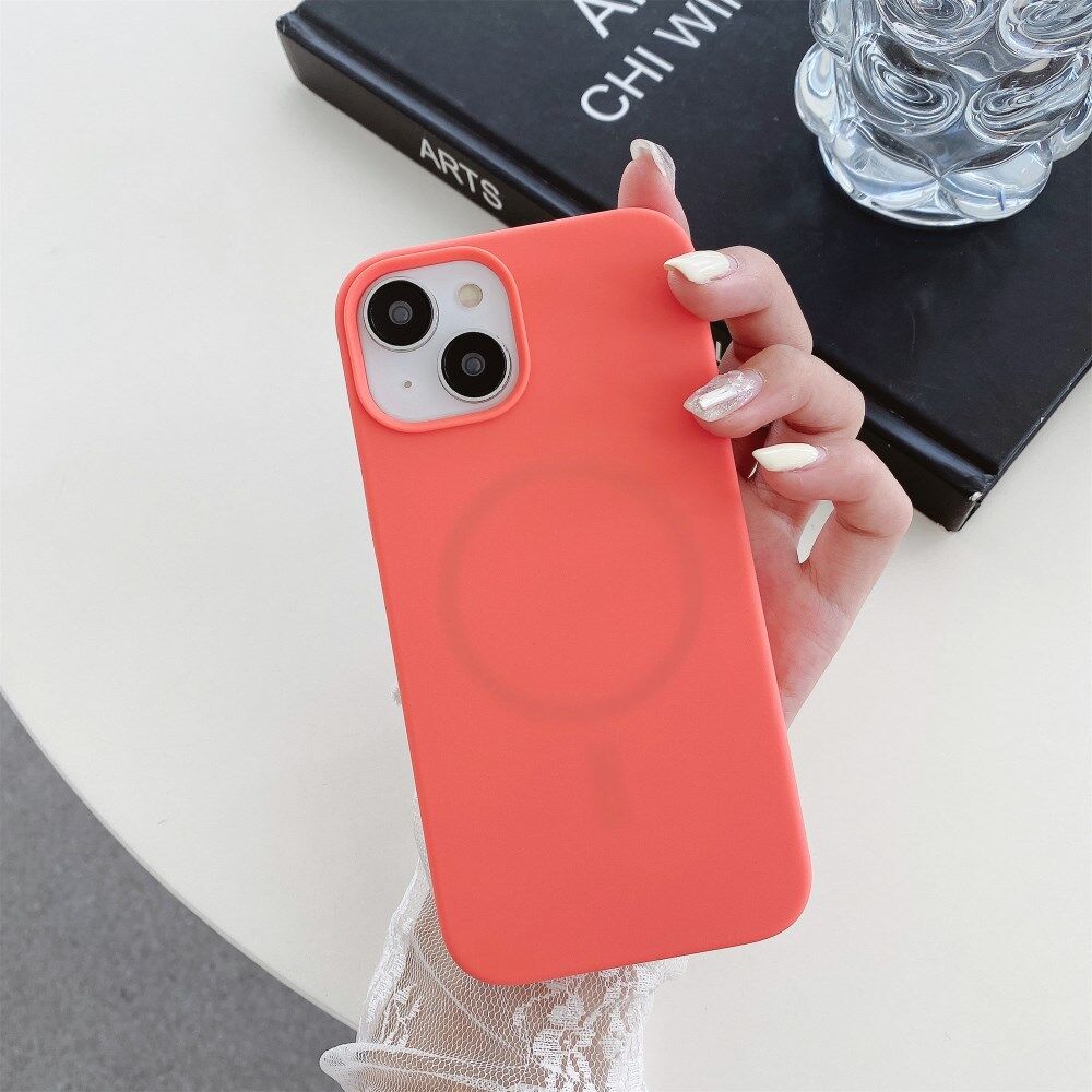 Apple iPhone 15 Hoesje MagSafe Dun Silicone Back Cover Roze afbeelding 6