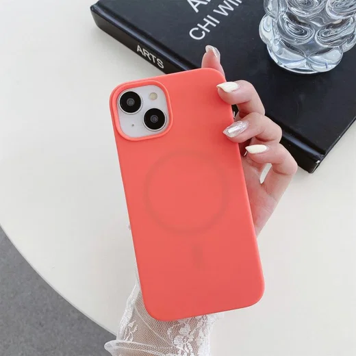 Apple iPhone 15 Hoesje MagSafe Dun Silicone Back Cover Roze afbeelding 6