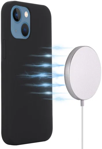 Apple iPhone 15 Hoesje MagSafe Dun Silicone Back Cover Zwart afbeelding 2