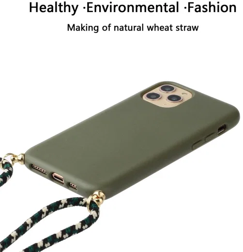 Apple iPhone 15 Pro Hoesje Flexibel TPU met Koord Back Cover Groen afbeelding 3
