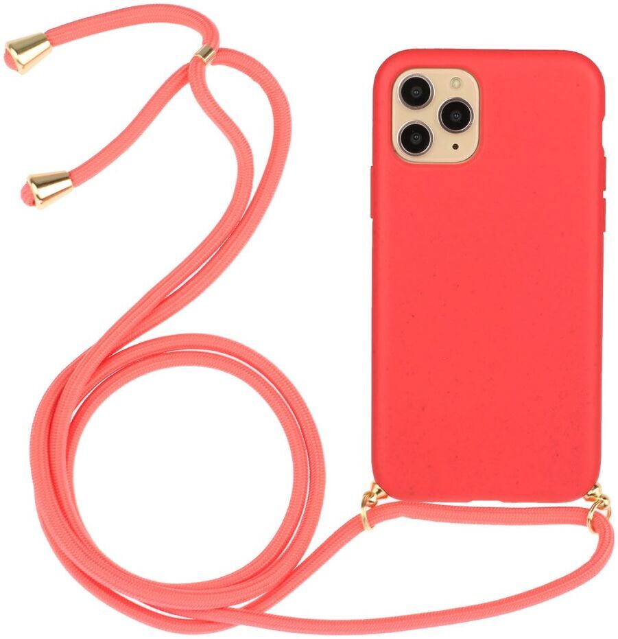 Apple iPhone 15 Pro Max Hoesje Flexibel TPU met Koord Back Cover Rood afbeelding 1