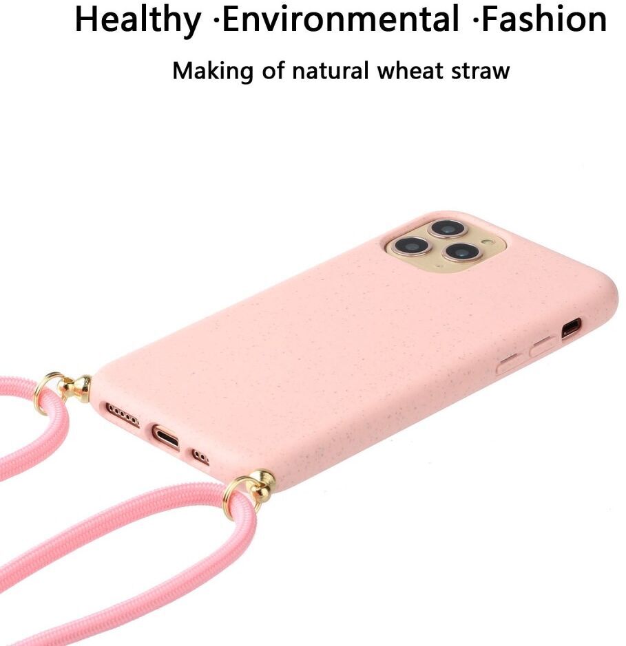 Apple iPhone 15 Pro Max Hoesje Flexibel TPU met Koord Back Cover Roze afbeelding 3