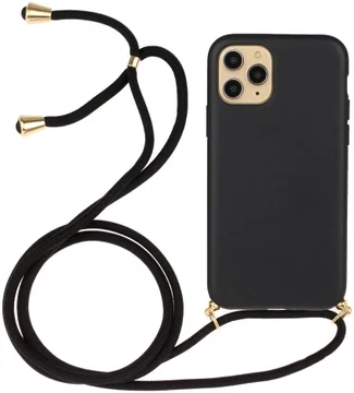 Apple iPhone 15 Pro Max Hoesje Flexibel TPU met Koord Back Cover Zwart