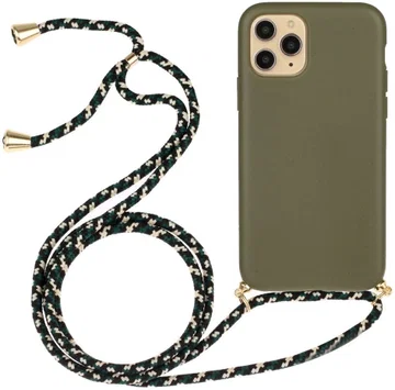 Apple iPhone 15 Pro Max Hoesje Flexibel TPU met Koord Back Cover Groen