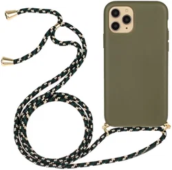 Apple iPhone 15 Pro Max Hoesje Flexibel TPU met Koord Back Cover Groen afbeelding