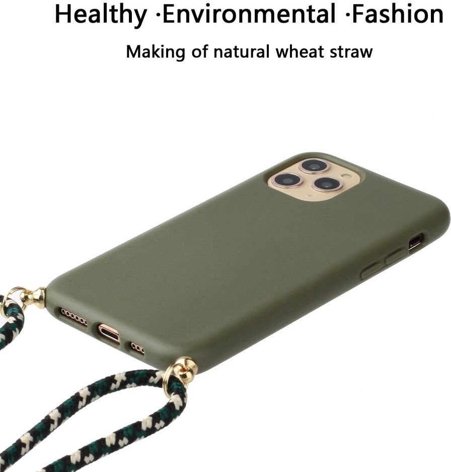 Apple iPhone 15 Pro Max Hoesje Flexibel TPU met Koord Back Cover Groen afbeelding 3