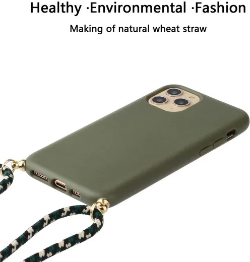 Apple iPhone 15 Pro Max Hoesje Flexibel TPU met Koord Back Cover Groen afbeelding 3