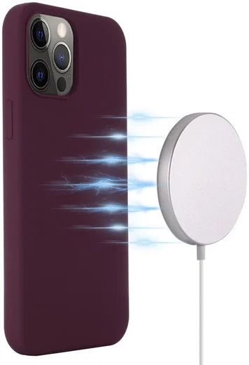 Apple iPhone 15 Pro Hoesje MagSafe Dun Silicone Back Cover Bordeaux afbeelding 2
