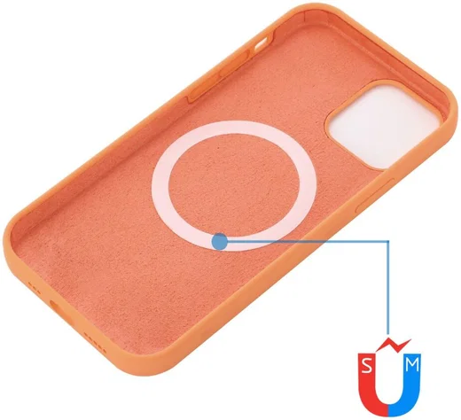 Apple iPhone 15 Pro Hoesje MagSafe Dun Silicone Back Cover Oranje afbeelding 5