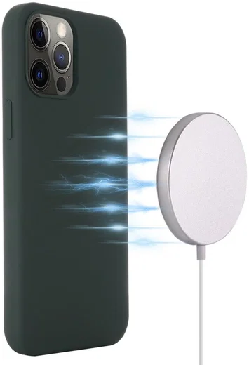 Apple iPhone 15 Pro Hoesje MagSafe Dun Silicone Back Cover Groen afbeelding 2