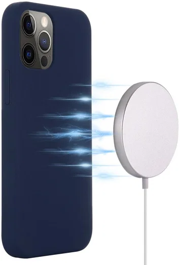 Apple iPhone 15 Pro Hoesje MagSafe Dun Silicone Back Cover Blauw afbeelding 2