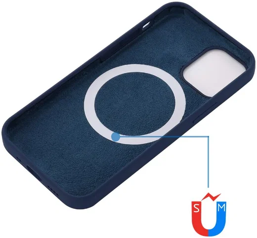 Apple iPhone 15 Pro Hoesje MagSafe Dun Silicone Back Cover Blauw afbeelding 5