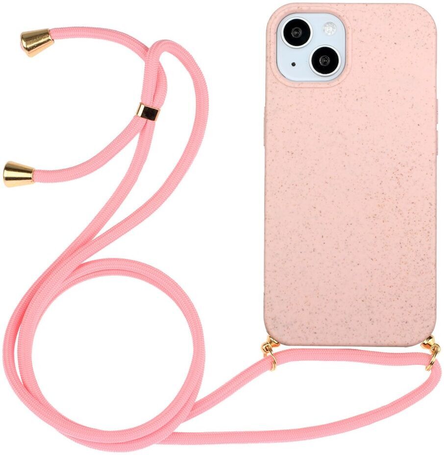Apple iPhone 15 Plus Hoesje Flexibel TPU met Koord Back Cover Roze afbeelding 1