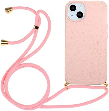 Apple iPhone 15 Plus Hoesje Flexibel TPU met Koord Back Cover Roze