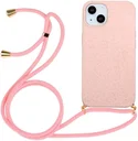 Apple iPhone 15 Plus Hoesje Flexibel TPU met Koord Back Cover Roze