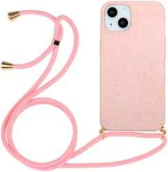 Apple iPhone 15 Plus Hoesje Flexibel TPU met Koord Back Cover Roze afbeelding