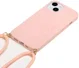 Apple iPhone 15 Plus Hoesje Flexibel TPU met Koord Back Cover Roze afbeelding 2