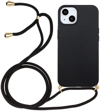 Apple iPhone 15 Plus Hoesje Flexibel TPU met Koord Back Cover Zwart