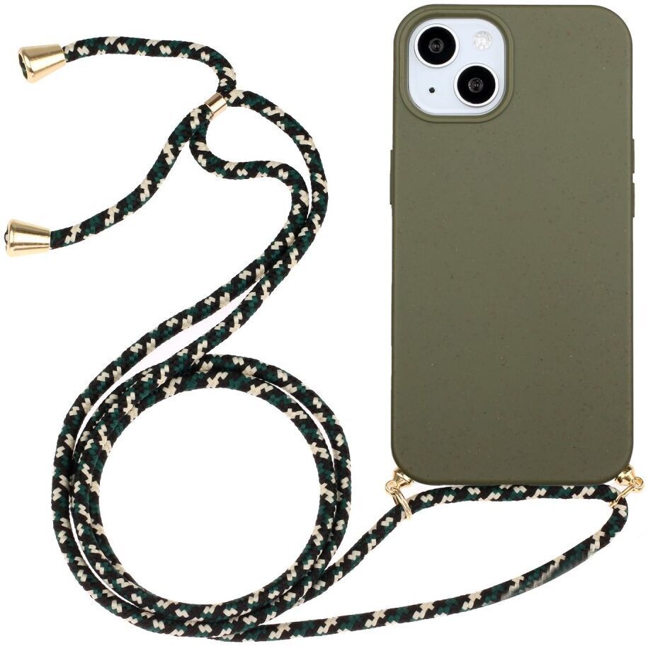 Apple iPhone 15 Plus Hoesje Flexibel TPU met Koord Back Cover Groen afbeelding 1