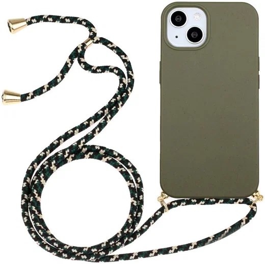 Apple iPhone 15 Plus Hoesje Flexibel TPU met Koord Back Cover Groen afbeelding 1