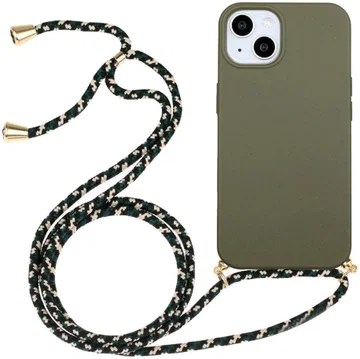 Apple iPhone 15 Plus Hoesje Flexibel TPU met Koord Back Cover Groen