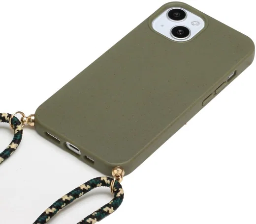 Apple iPhone 15 Plus Hoesje Flexibel TPU met Koord Back Cover Groen afbeelding 2