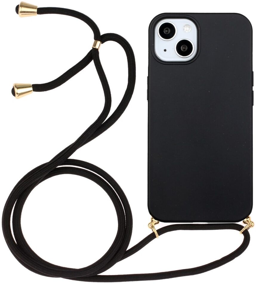 Apple iPhone 15 Hoesje Flexibel TPU met Koord Back Cover Zwart afbeelding 1