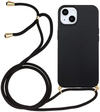 Apple iPhone 15 Hoesje Flexibel TPU met Koord Back Cover Zwart