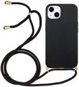 Apple iPhone 15 Hoesje Flexibel TPU met Koord Back Cover Zwart