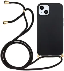 Apple iPhone 15 Hoesje Flexibel TPU met Koord Back Cover Zwart afbeelding