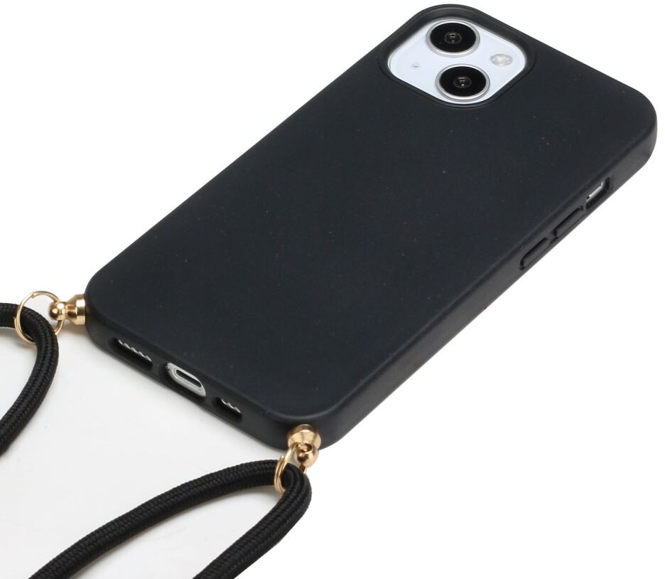 Apple iPhone 15 Hoesje Flexibel TPU met Koord Back Cover Zwart afbeelding 4