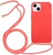 Apple iPhone 15 Hoesje Flexibel TPU met Koord Back Cover Rood afbeelding 1