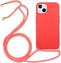 Apple iPhone 15 Hoesje Flexibel TPU met Koord Back Cover Rood