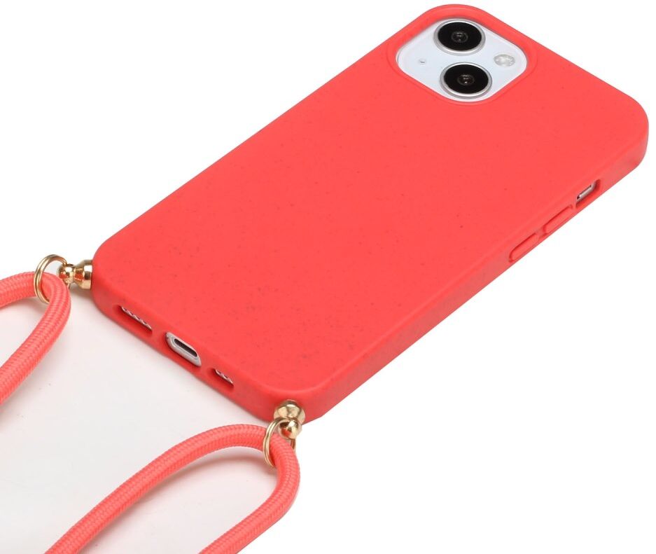 Apple iPhone 15 Hoesje Flexibel TPU met Koord Back Cover Rood afbeelding 4