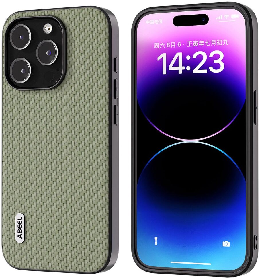ABEEL Carbon Fiber Apple iPhone 15 Pro Hoesje Back Cover Groen afbeelding 1