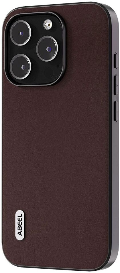 ABEEL Nappa Apple iPhone 15 Pro Hoesje Leer Back Cover Coffee afbeelding 1