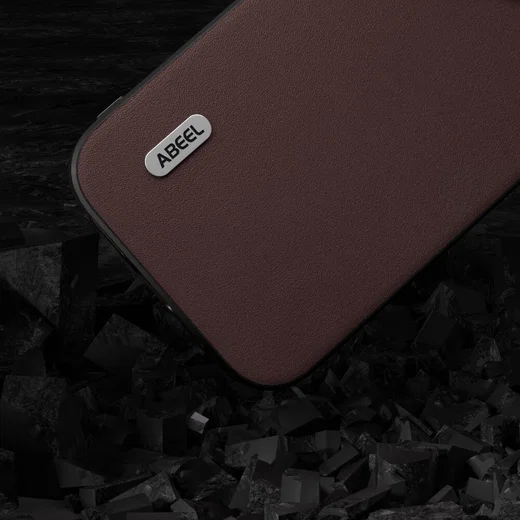 ABEEL Nappa Apple iPhone 15 Pro Hoesje Leer Back Cover Coffee afbeelding 4